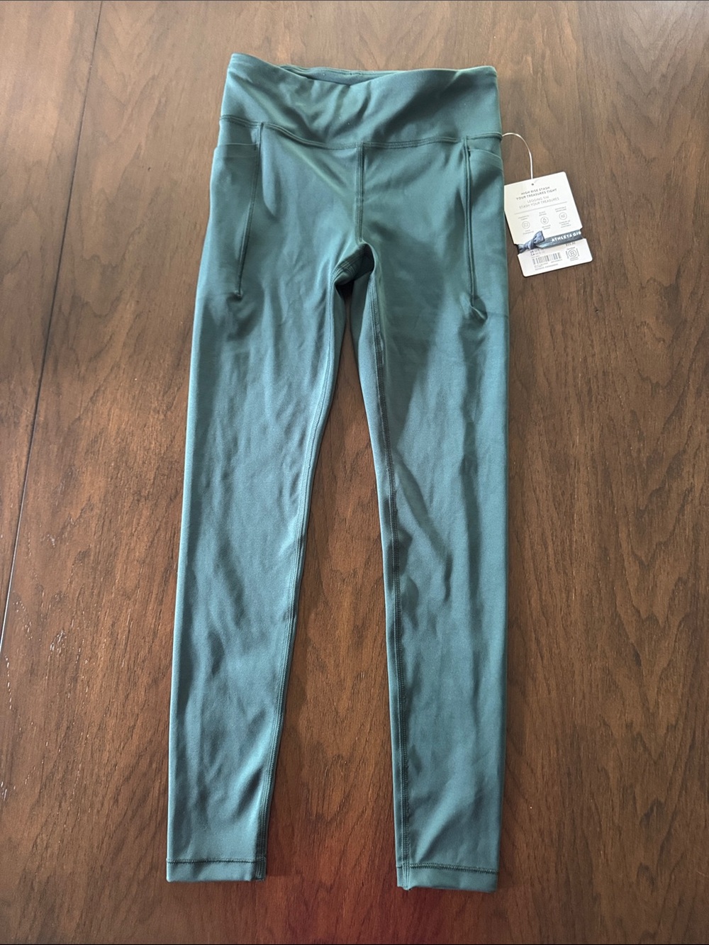 Girls Athleta Green Leggings with Pockets